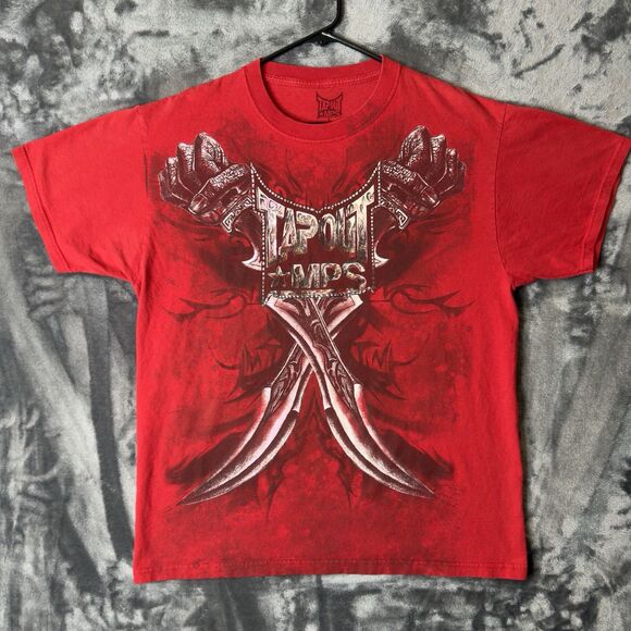 Tapout Other - Vintage Y2K Tapout Short Sleeve Red Grunge Sword Fist Sword Tribal Large Grunge
